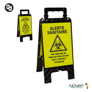 Chevalet modulable noir - Alerte sanitaire - Novap