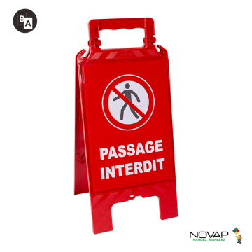 Chevalet de signalisation modulable rouge - Passage interdit aux piétons - Novap