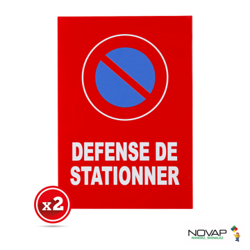 Lot de 2 plaques modulable rouge - Défense de stationner - Novap