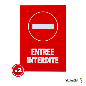 Lot de 2 plaques modulable rouge - Entrée interdite - Novap