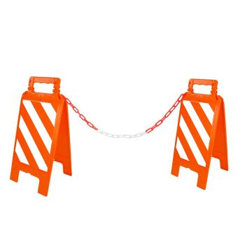 Kit Chevalet hachurés Orange Fluo/Blanc+ 5m de chaine Ø6mm - 4292199