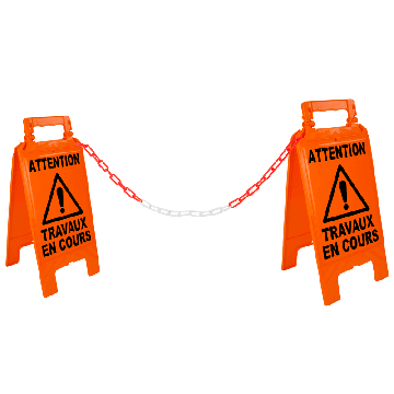 Kit Chevalets travaux en cours Orange Fluo + 5m de chaine Ø6mm - Novap