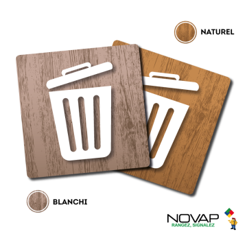 Plaquettes 90x90mm - Local poubelles - Wood | NOVAP