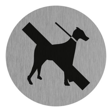 Plaquette de porte Interdit aux chiens - Aluminium brosse Ø75mm - 4383187