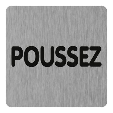 Plaque de porte Poussez - Aluminium brosse 100x100mm - 4384191