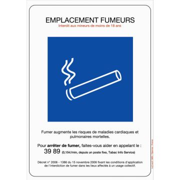 Panneau Emplacement fumeurs - Rigide 148x210mm - 4600017