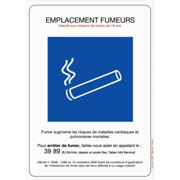 Panneau Emplacement fumeurs - Rigide 297x420mm - 4600055