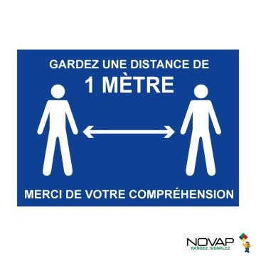 Panneau Garder une distance de 1 mètre - A4 - Novap