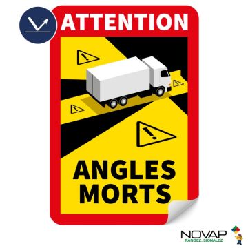 Panneau Angles morts pour camion - Adhésif Classe 1 250 x 170 mm - Novap