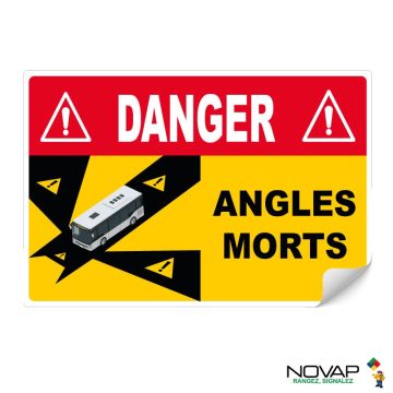 Panneau Angles morts pour bus - Adhésif 250 x 170 mm - Novap