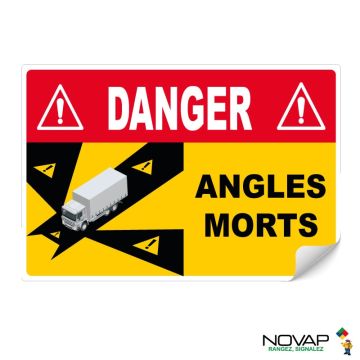 Panneau Angles morts pour camion - Adhésif 250 x 170 mm - Novap