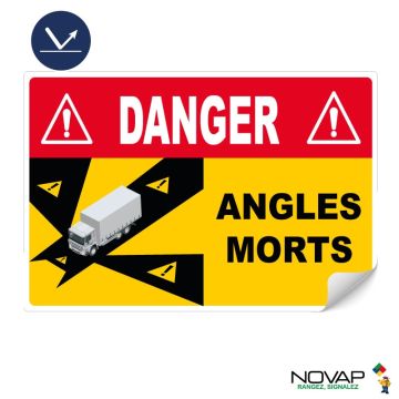 Panneau Angles morts pour camion - Adhésif Classe 1 250 x 170 mm - Novap