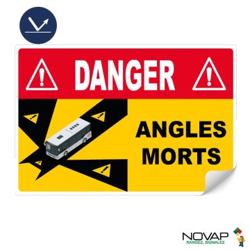 Panneau Angles morts pour bus - Adhésif Classe 1 250 x 170 mm - Novap