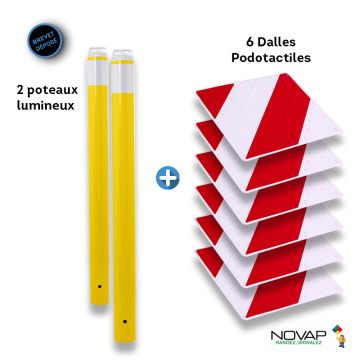 Kit Piétons - Tubes Jaune - Dalles Rouge/Blanc - Novap