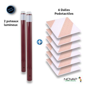 Kit Piétons - Tubes Bordeaux - Dalles Ivoire/Blanc - Novap