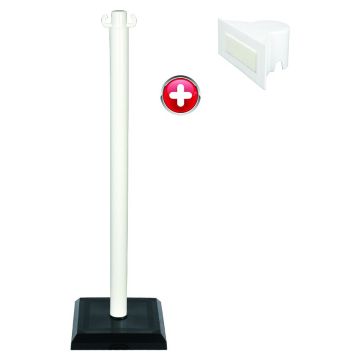 Poteau PVC Blanc sur socle lesté 3kg avec support panneau - 2000079