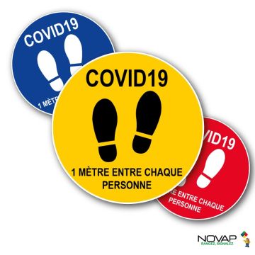 Disques COVID19 - 1 mètre entre chaque personne - spécial sol - Novap