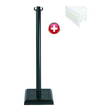 Poteau PVC Noir sur socle lesté 3kg avec support panneau - 2000512