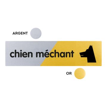 Plaquette Chien méchant 170x45 - Argent & Or - NOVAP