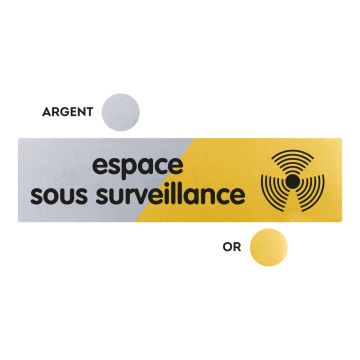 Plaquette Espace sous surveillance 170x45 - Argent & Or - NOVAP