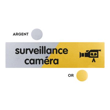 Plaquette Surveillance caméra 170x45 - Argent & Or - NOVAP