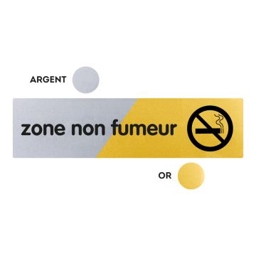 Plaquette zone non fumeur 170x45 - Argent & Or - NOVAP