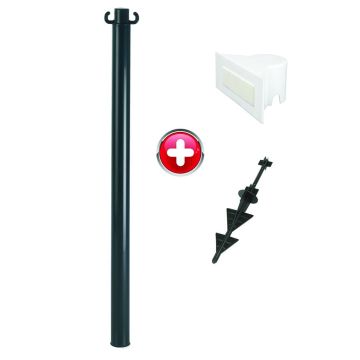 Poteau PVC Noir sur pointe avec support panneau - 2000536