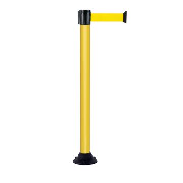 Poteau Alu Jaune laqué à sangle Jaune 3m x 50mm sur socle fixe - Novap