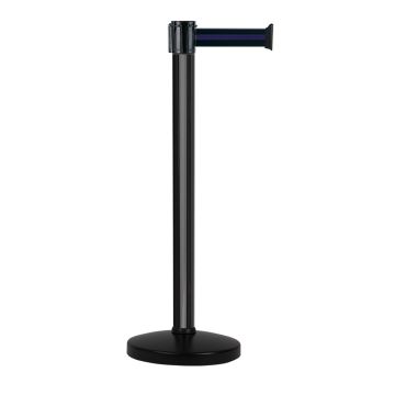 Poteau Alu Noir laqué à sangle Noir/Bleu 3m x 50mm sur socle portable - Novap