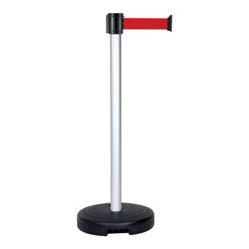 Poteau PVC Gris à sangle Rouge sur socle 9kg à lester - Novap 