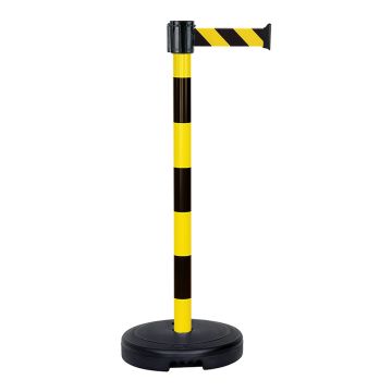 Poteau PVC Jaune/Noir à sangle Jaune/noir sur socle 9kg à lester - Novap 