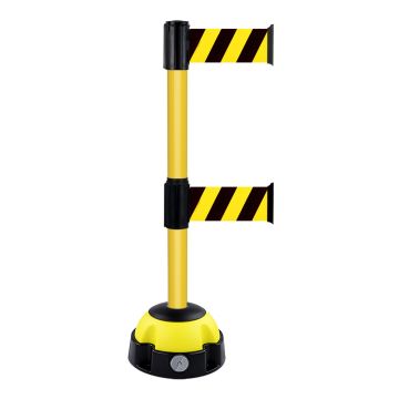 Poteau Alu Jaune à double sangle Jaune/Noir hachuré 3m x 100mm - socle Balise - Novap