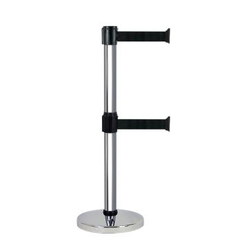 Poteau Alu Chromé à double sangle Noir 3m x 50mm sur socle chromé - Novap