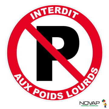 Panneau Parking interdit aux poids lourds - Novap