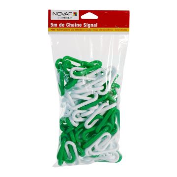 Sac de 5m de chaîne plastique - Signal - Vert/Blanc - Novap