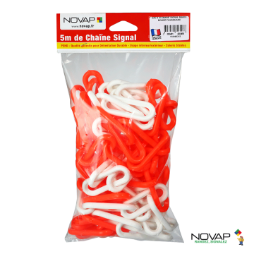 Chaîne Ø 8mm x 5m Orange fluo/Blanc en sac - SIGNAL - Novap