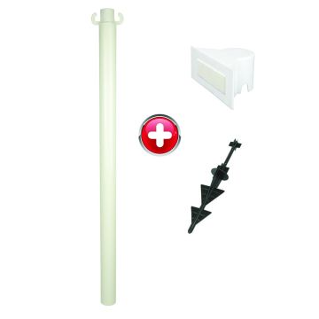 Poteau PVC Blanc sur pointe avec support panneau - 2000246