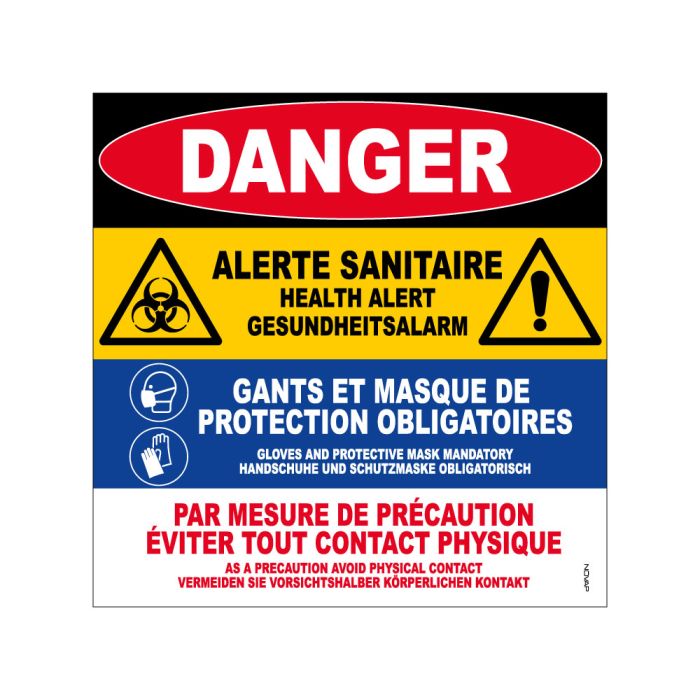 Panneau Danger alerte sanitaire - 480x480mm - Novap