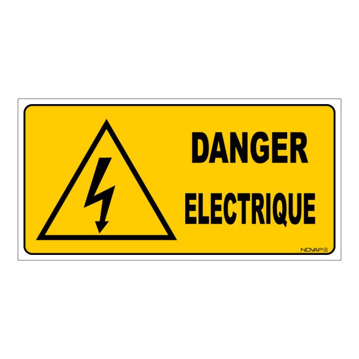 Panneau Danger éléctrique - Rigide 960x480mm - Novap