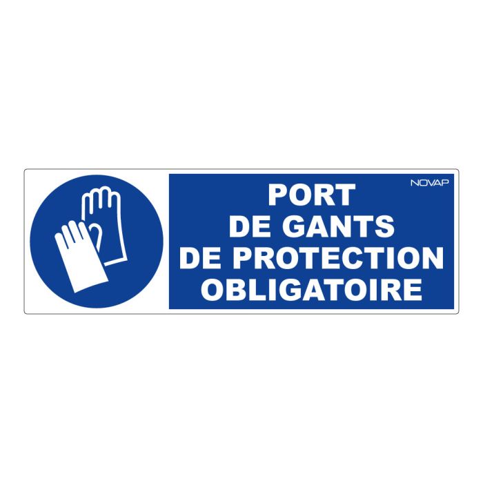 Panneau Port de gants de protection obligatoire - Rigide 450x150mm - Novap