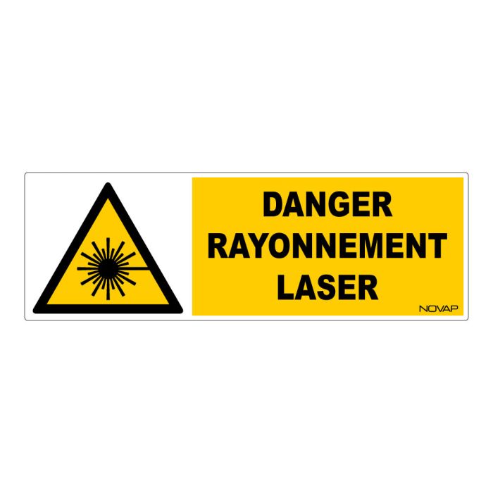 Panneau Danger rayonnement laser - Rigide 450x150mm - Novap