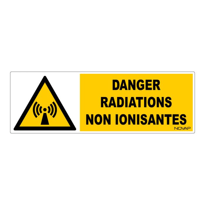 Panneau Danger radiations non ioinisantes - Rigide 450x150mm - Novap