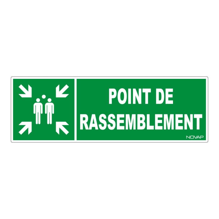 Panneau Point de rassemblement (vert) - Rigide 450x150mm - Novap