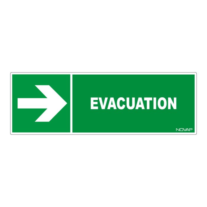 Panneau Evacuation flèche droite - Rigide 450x150mm - Novap