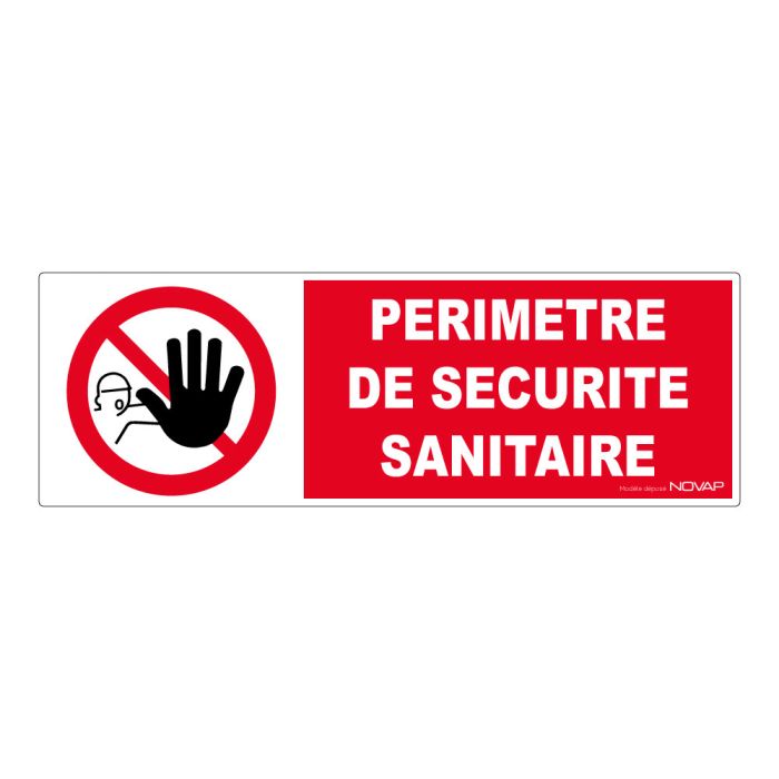 Panneau Périmètre de sécurité sanitaire - 450x150mm - Novap