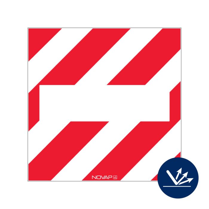 Panneau de signalisation + Zone neutre hachuré rouge/blanc sans œillet - Rétroréfléchissant Classe 2 - 480x480mm - Novap