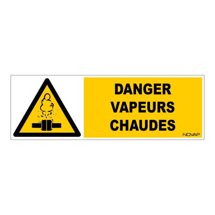 Panneau Danger vapeurs chaude - Rigide 450x150mm - Novap