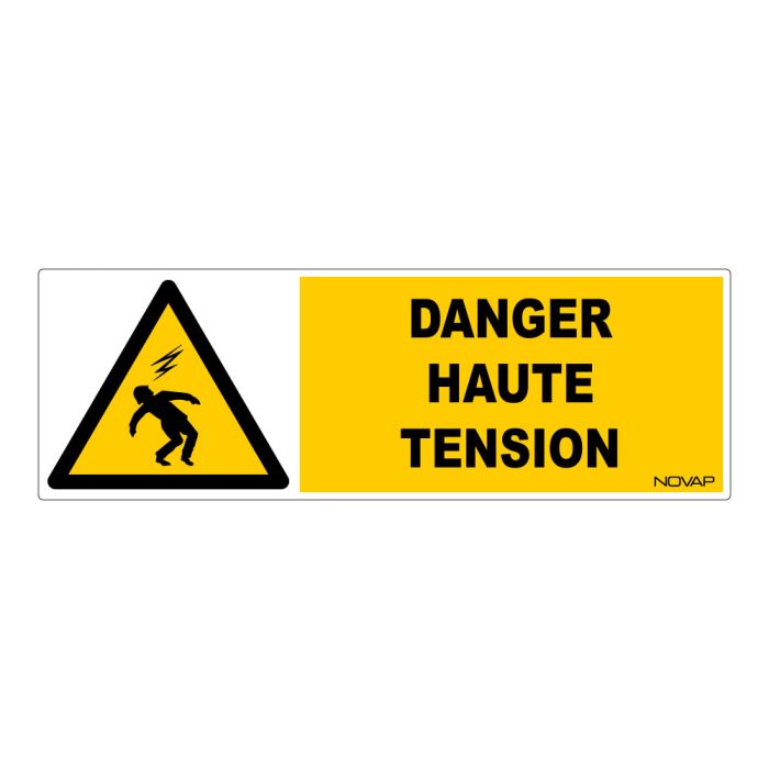 Panneau Danger haute tension - Rigide 450x150mm - Novap