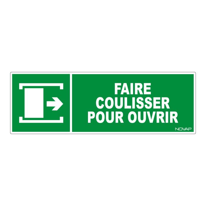 Panneau Faire coulisser pour ouvrir - Rigide 450x150mm - Novap