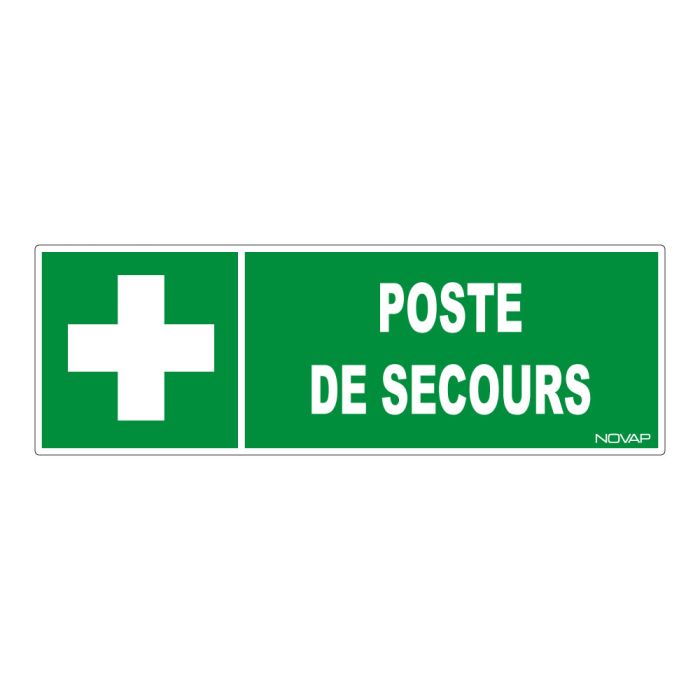 Panneau Poste de secours - Rigide 450x150mm - Novap